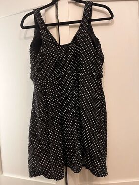 Miraclesuit polka dot Black Swimwear skirted bathing suit with Subtle Stitching